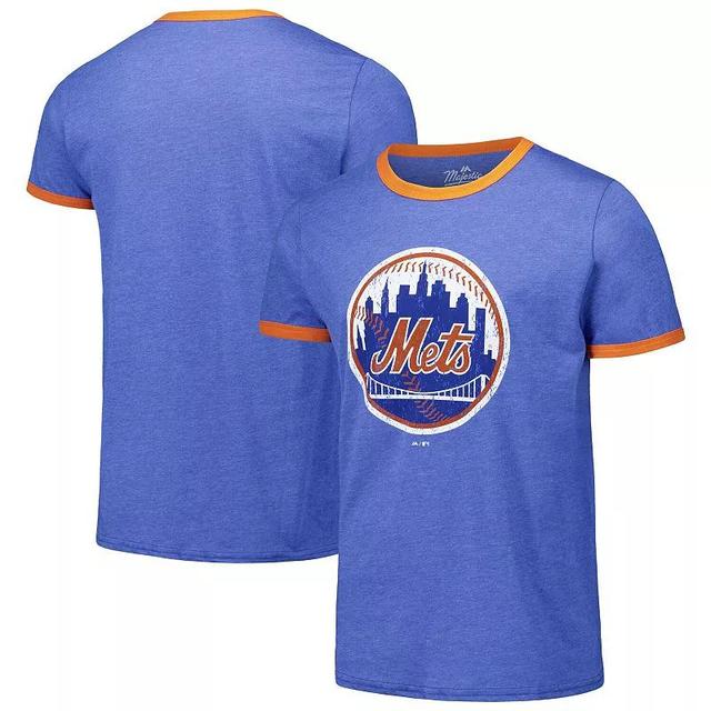 Mens Majestic Threads Royal New York Mets Ringer Tri-Blend T-Shirt Product Image