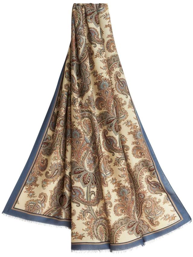 Paisley Cashmere And Silk Scarf In White Product Image