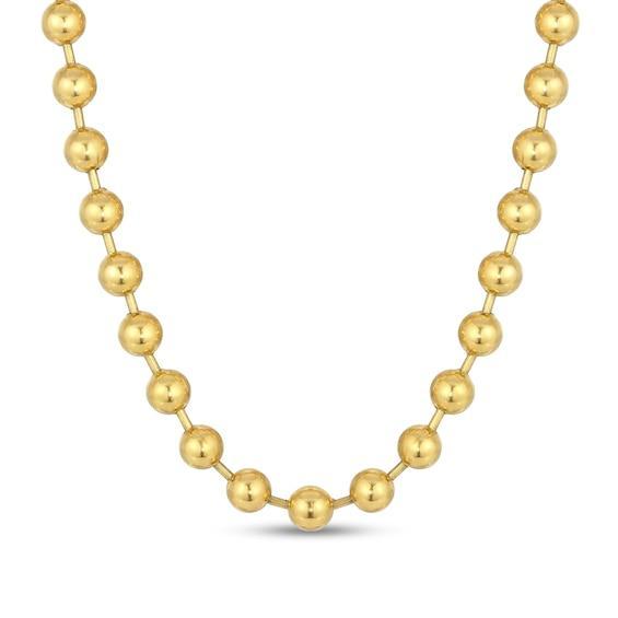 Men's 10.0mm Bead Gold-Tone Chain Necklace in Solid Stainless Steel with Yellow Ion-Plate - 20" Product Image