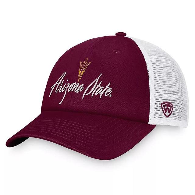 Womens Top of the World Maroon/White Arizona State Sun Devils Charm Trucker Adjustable Hat Product Image