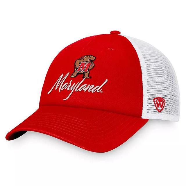 Womens Top of the World Red/White Maryland Terrapins Charm Trucker Adjustable Hat Product Image