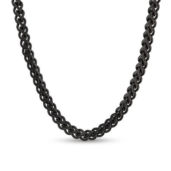 Men's 3.25mm Franco Snake Chain Necklace in Stainless Steel with Black IP - 24" Product Image