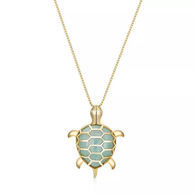 Dynasty Jade 18k Gold over Sterling Silver Genuine Jade Sea Turtle Pendant Necklace, Womens Gold Tone Product Image