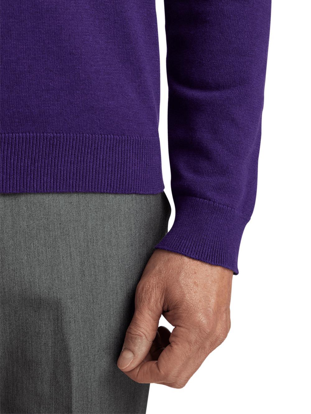 Supima Cotton Quarter Zip Mock Neck Sweater - Plum Product Image