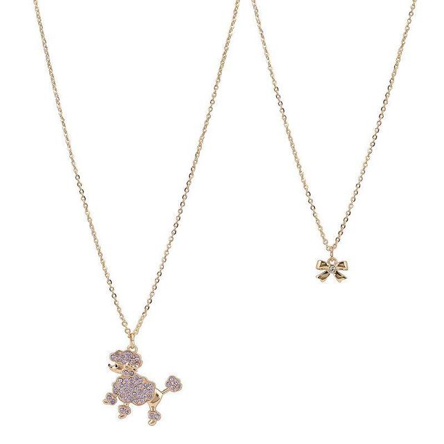 FAO Schwarz Gold Tone Poodle & Bow Duo Necklace Set, Womens Product Image