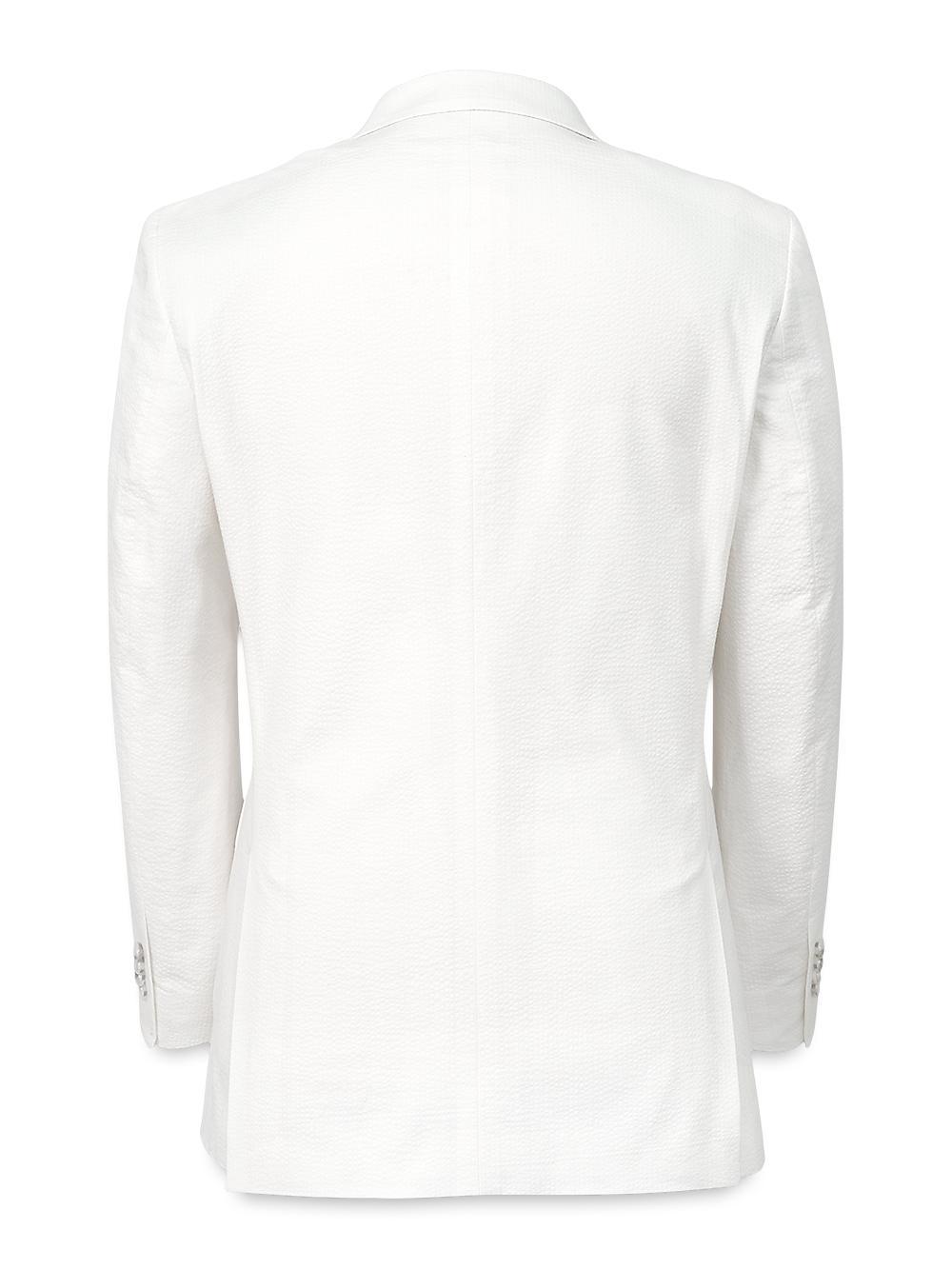 Cotton Stretch Seersucker Notch Lapel Suit Jacket - White Product Image