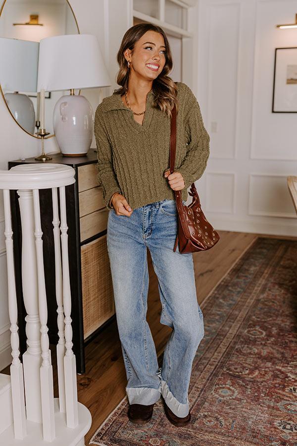 Harvest Hues Knit Sweater Top in Sage Product Image