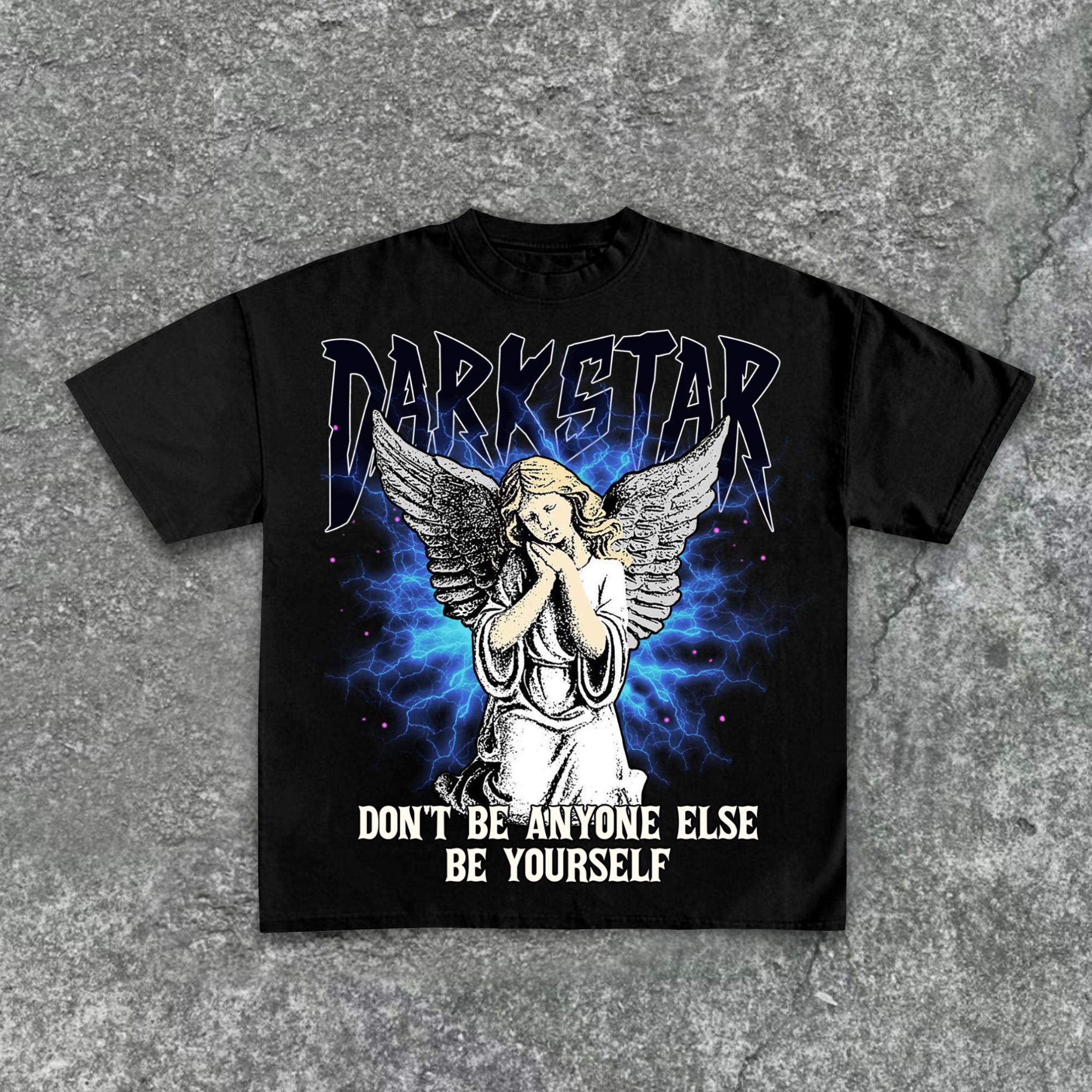 Darkstar-Angel Jesus Lightning Vintage Print Pattern Cotton T-Shirt Product Image