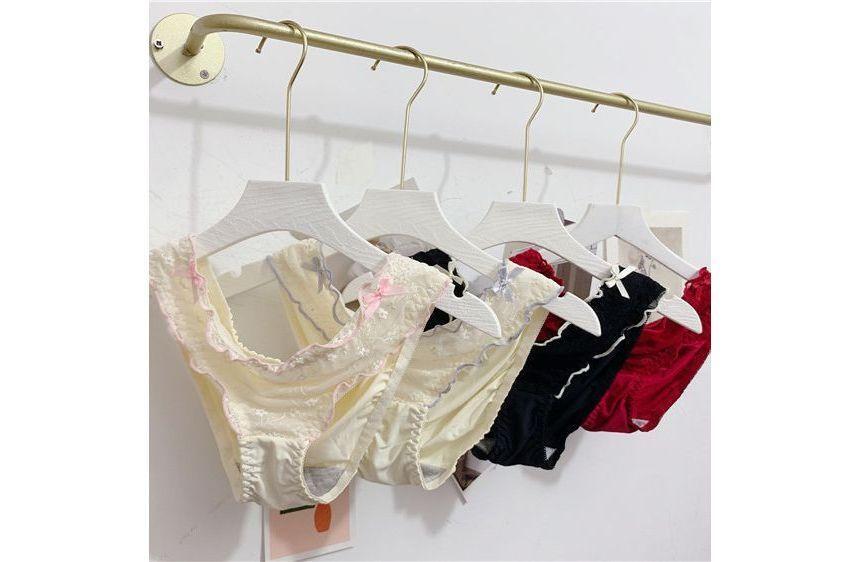 Set: Lace Trim Bra + Panties Product Image