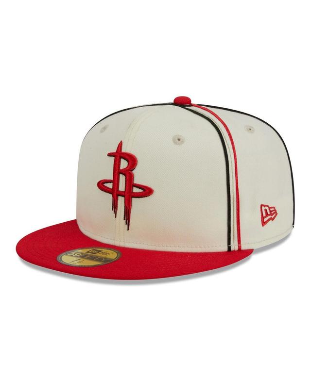 Mens New Era Cream Houston Rockets Piping 2-Tone 59FIFTY Fitted Hat - Cream Product Image