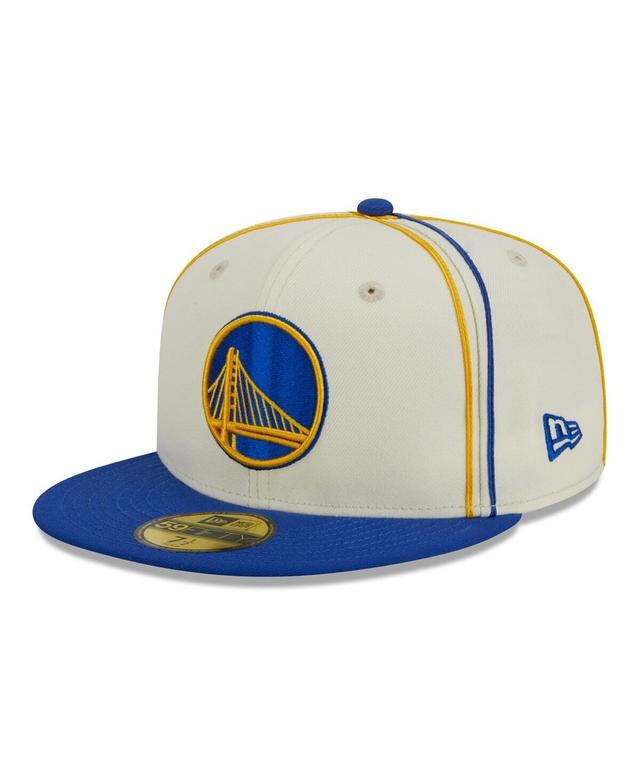 Mens New Era Cream Golden State Warriors Piping 2-Tone 59FIFTY Fitted Hat - Cream Product Image