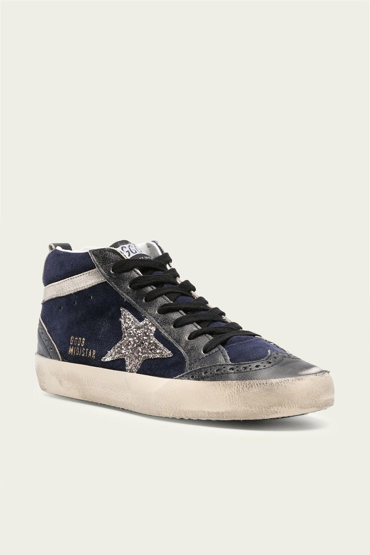 Mid-star Medieval Blue Glitter Star Leather Sneaker Product Image