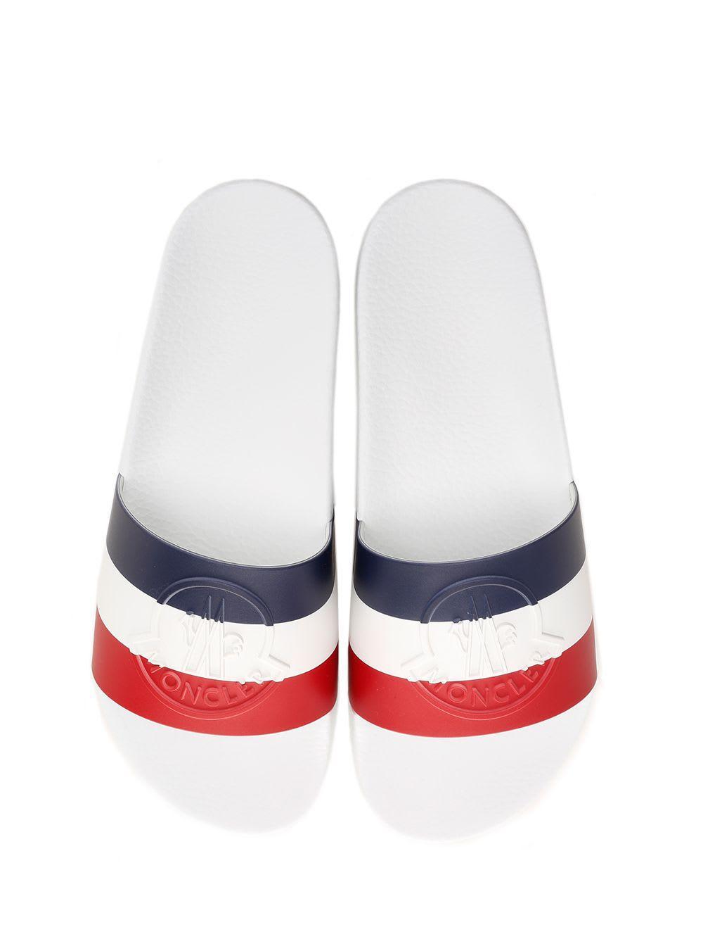 Men's Debossed Raffia Slides In White Product Image