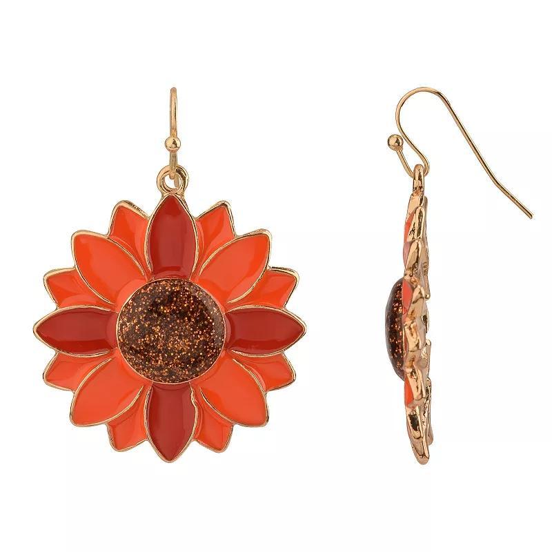 Celebrate Together Harvest Enamel Sunflower Drop Earrings, Womens, None Product Image