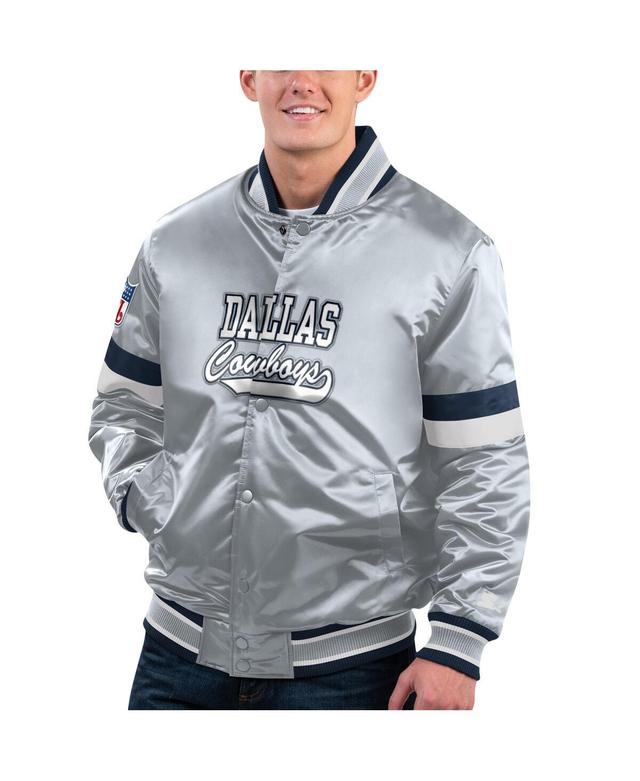 Mens Starter Silver Dallas Cowboys Home Game Satin Full-Snap Varsity Jacket Product Image