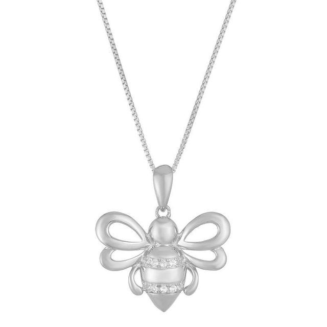 Gemminded 10k Sterling Silver Diamond Accented Bee Pendant Necklace, Womens Product Image