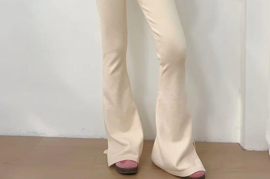 High Waist Plain Flared Pants Product Image