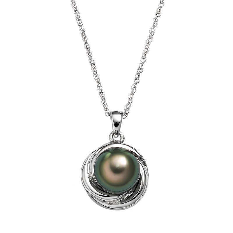 Sterling Silver Tahitian Cultured Pearl Twist Pendant, Womens Product Image