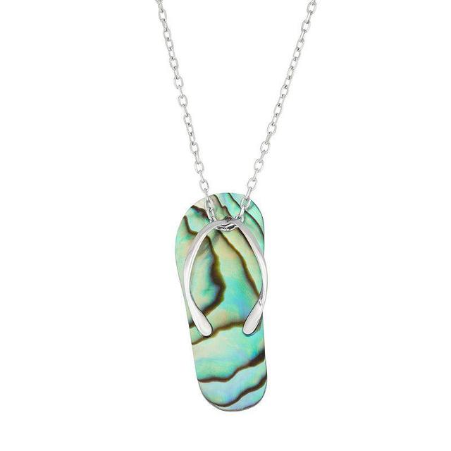 Sterling Silver Abalone Flip-Flop Pendant Necklace, Womens Multicolor Product Image