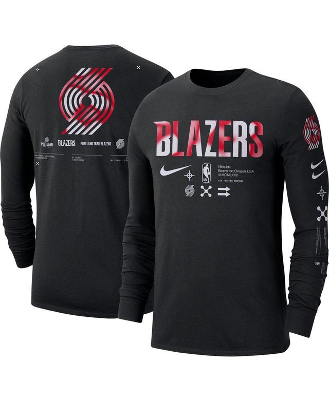 Mens Nike Black Portland Trail Blazers Essential Air Traffic Control Long Sleeve T-shirt Product Image