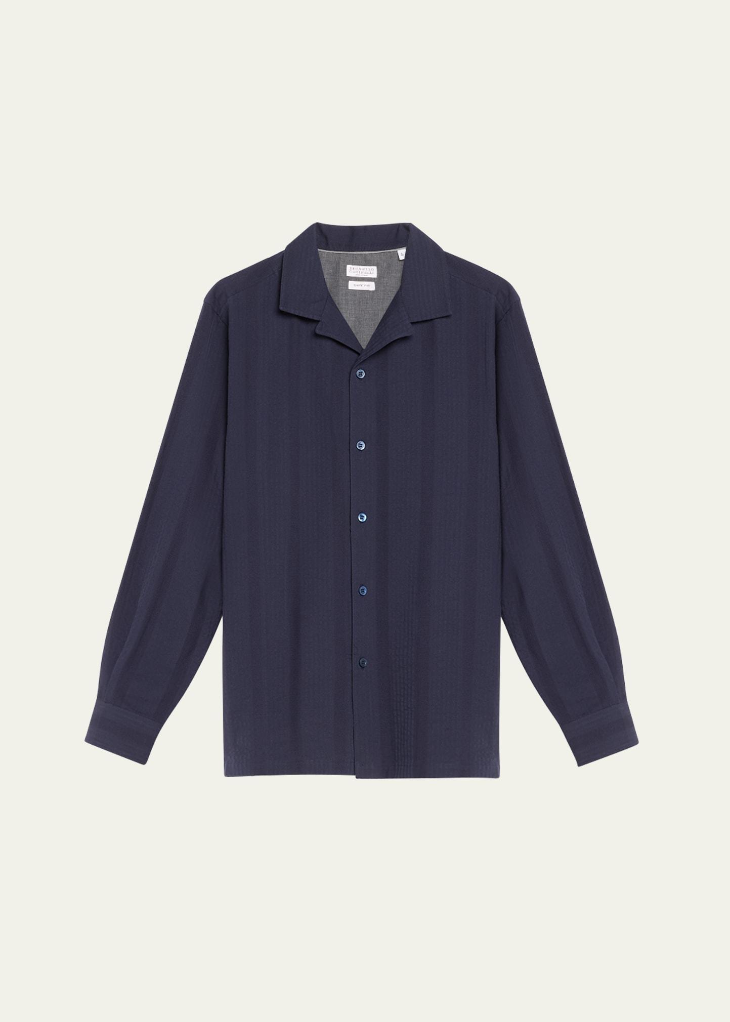 Brunello Cucinelli Easy Fit Solid Long Sleeve Camp Shirt Product Image