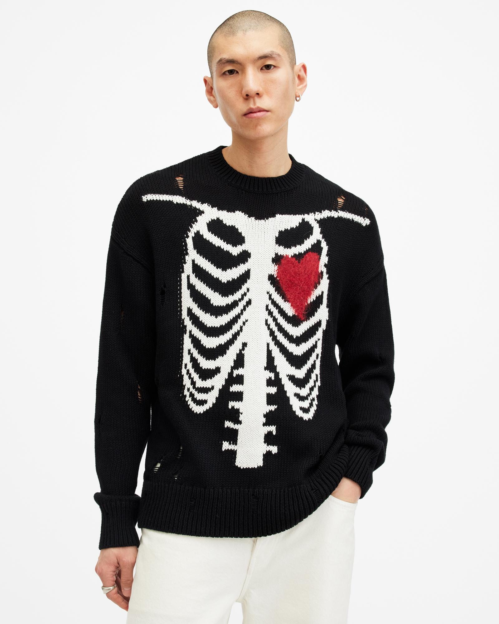 ALLSAINTS Heartcage Crewneck Sweater In Black Product Image