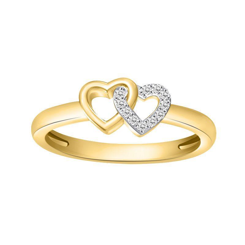 14k Gold Over Silver Diamond Accent Twin Heart Ring, Womens Gold Tone Product Image