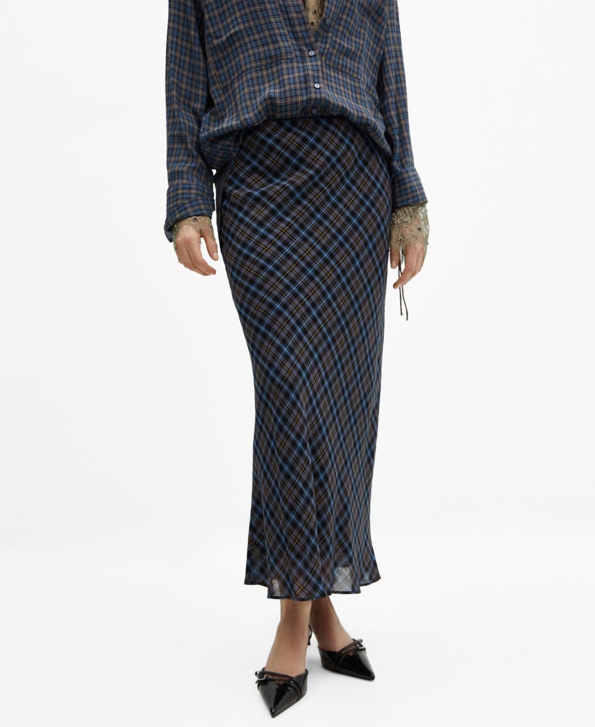 Mango Womens Checked Long Skirt Product Image