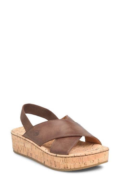 Born Sandra Leather Stretch Back Cork Platform Wedge Sandals product image