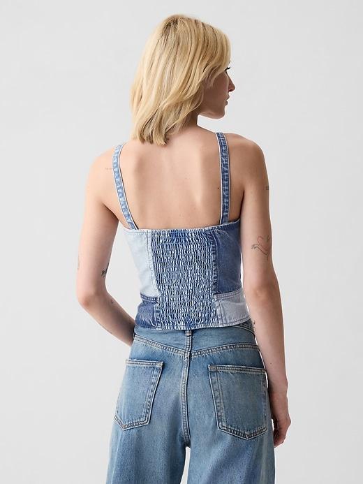 Patchwork Denim Corset Top Product Image