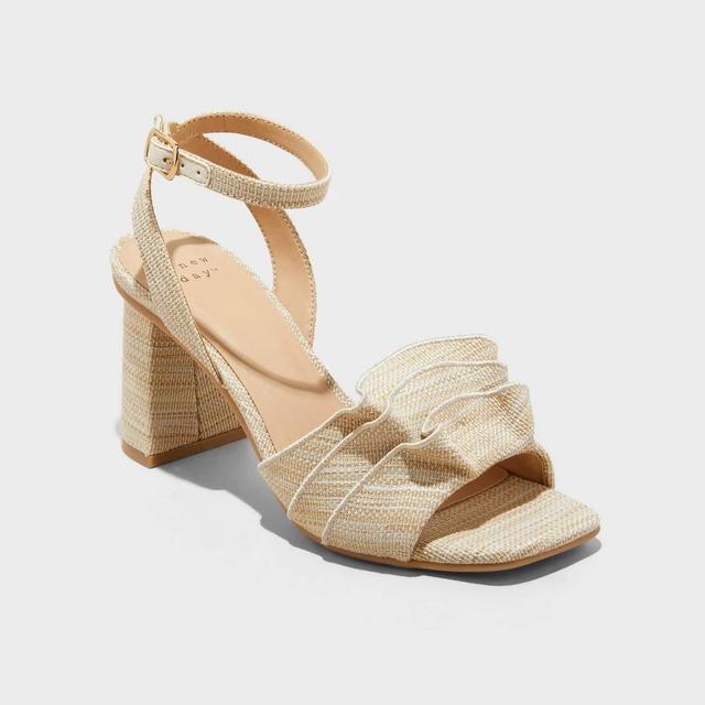 Womens Stassi Raffia Ruffle Heels - A New Day Beige Product Image