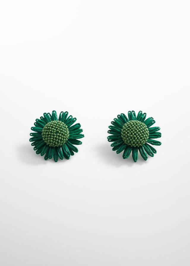 MANGO - Flowers raffia earrings - One size - Women Product Image