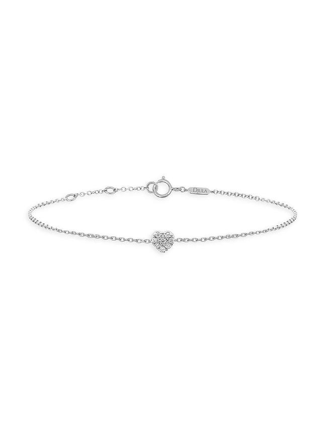 Womens Magic Touch 18K White Gold & Diamond Heart Chain Bracelet Product Image