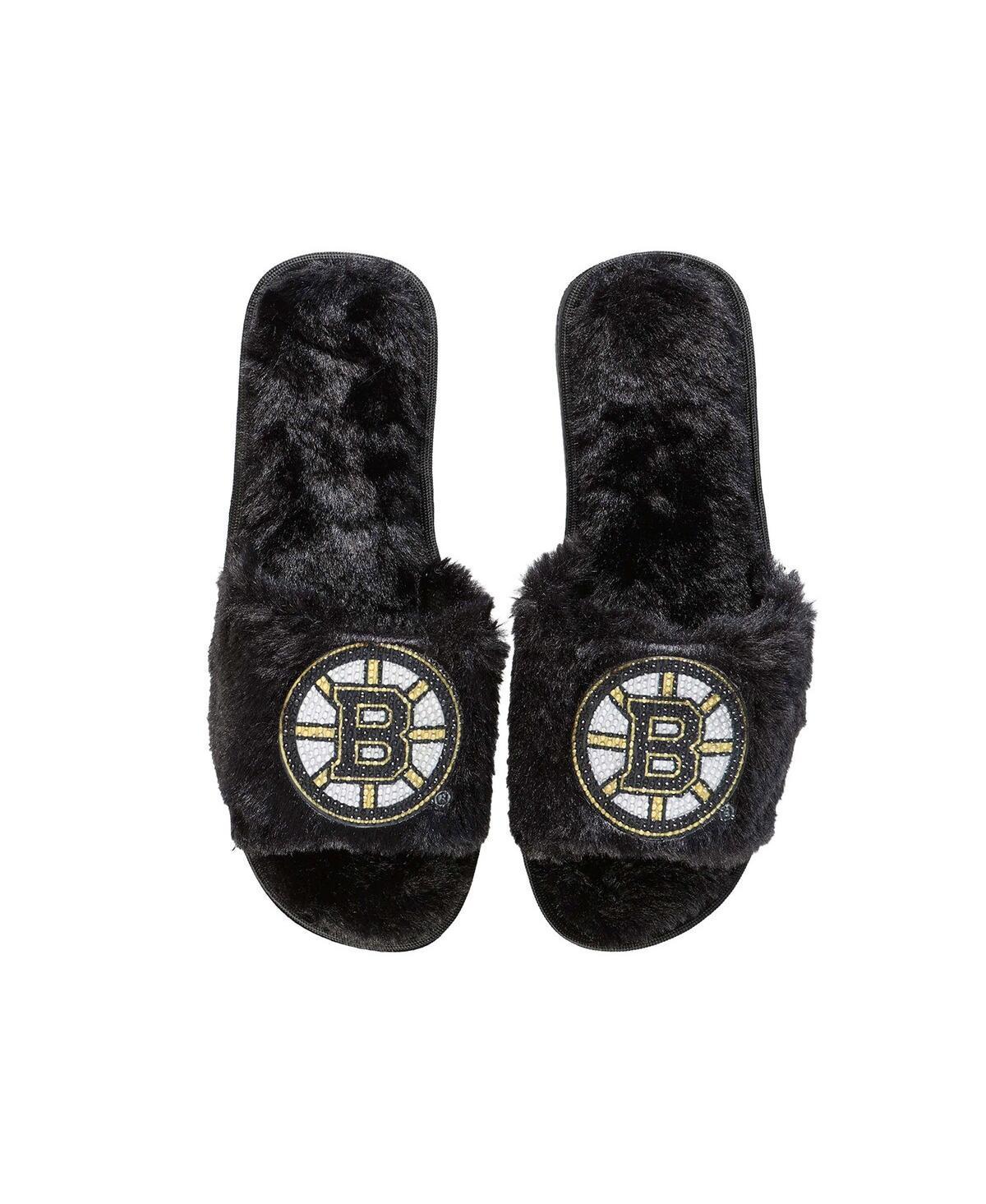 Womens FOCO Boston Bruins Rhinestone Fuzzy Slippers Product Image