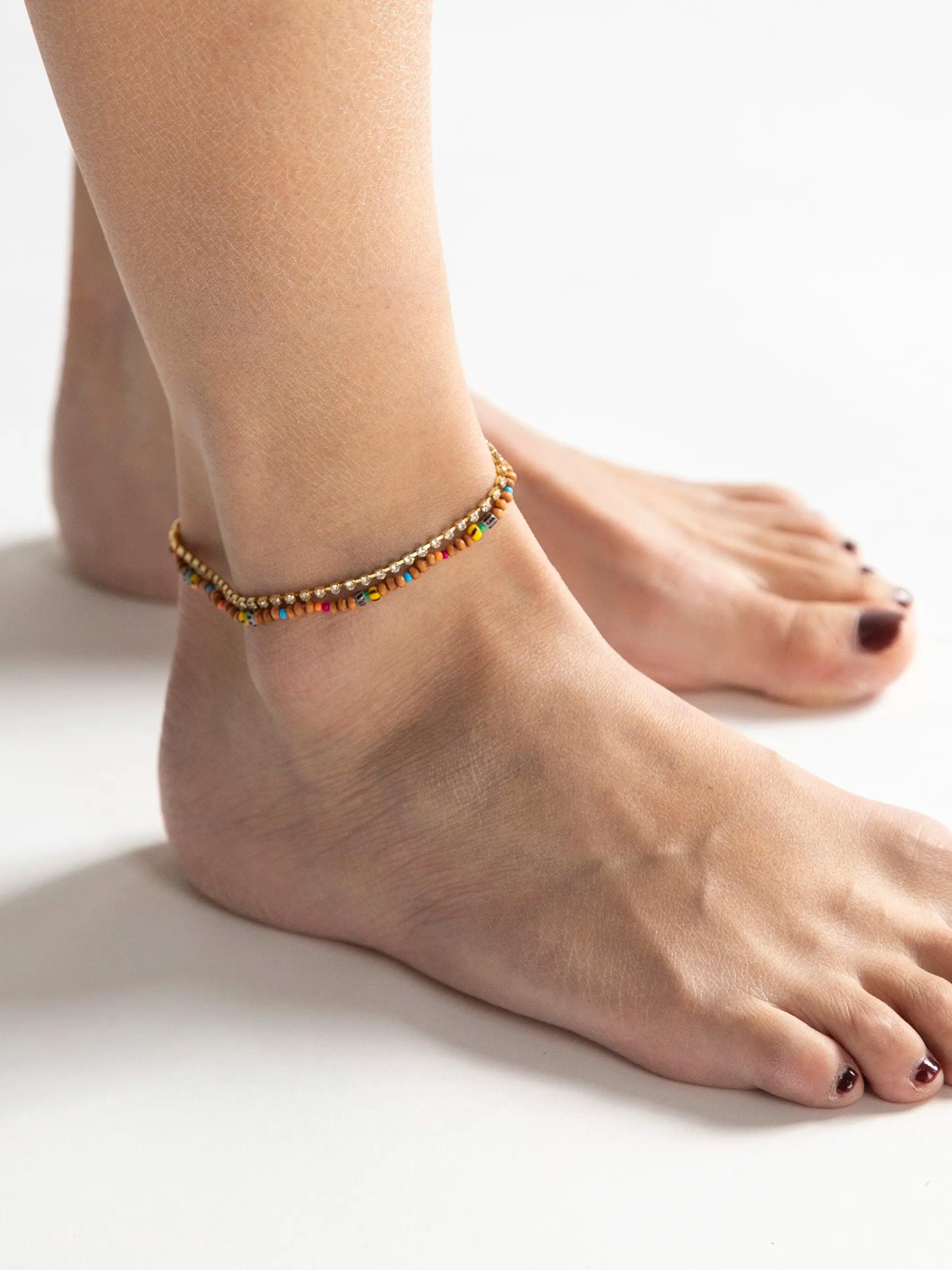 Golden Eye Layered Anklet - Rainbow Product Image