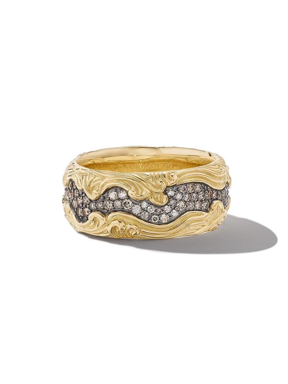 Mens Waves Band Ring in 18K Yellow Gold Product Image