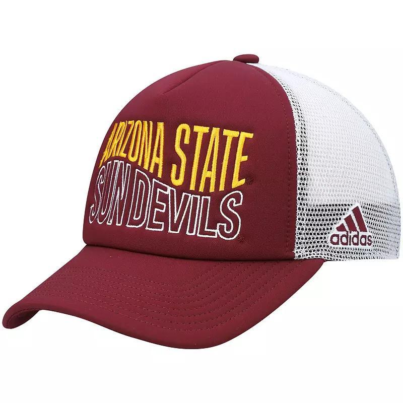 Mens adidas Maroon and White Arizona State Sun Devils Wave Foam Trucker Snapback Hat Product Image