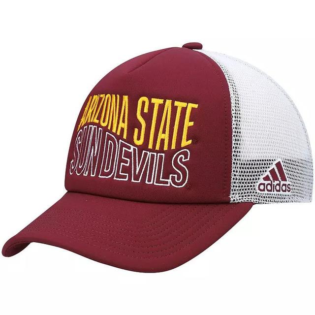 Mens adidas Maroon/White Arizona State Sun Devils Wave Foam Trucker Snapback Hat Product Image