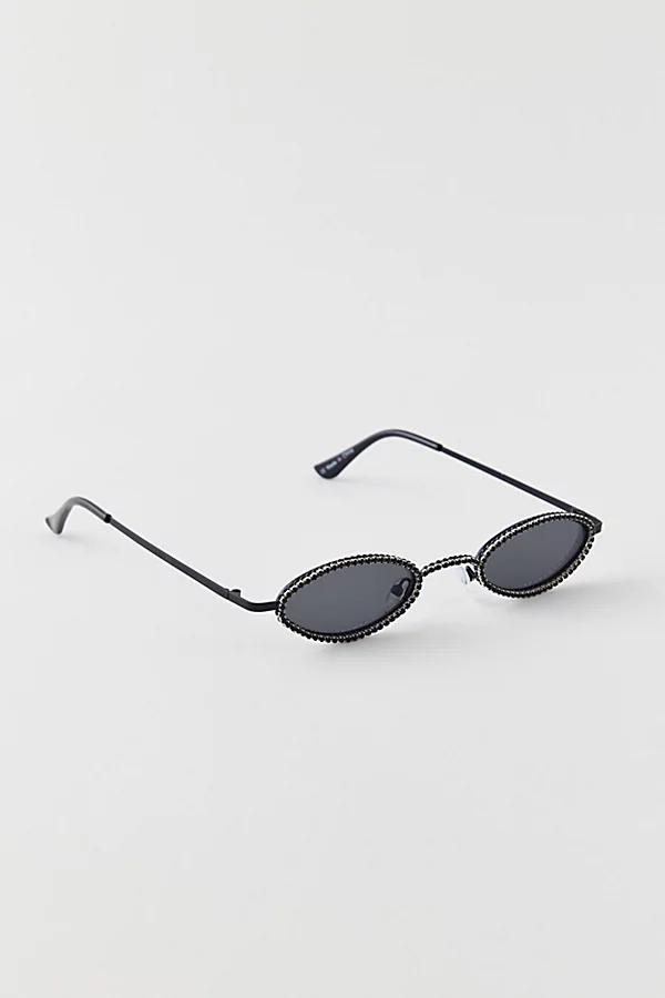 Rhinestone Slim Oval Sunglasses Womens at Urban Outfitters Product Image