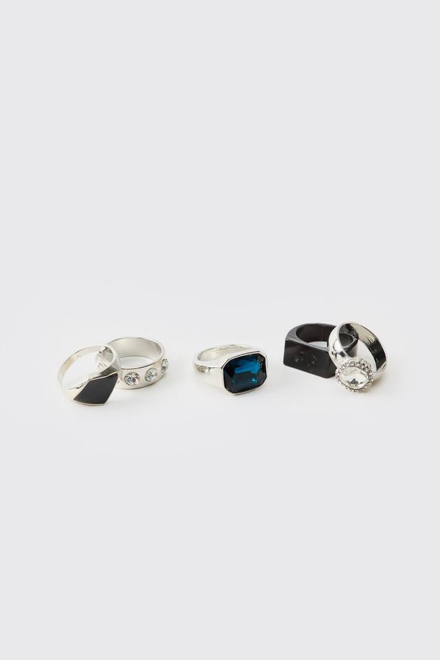 5 Pack Gem Rings | boohooMAN USA Product Image