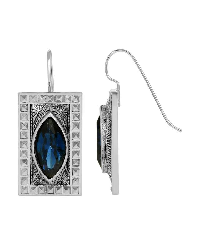 1928 Silver Tone Square Earrings, Womens, Blue Product Image