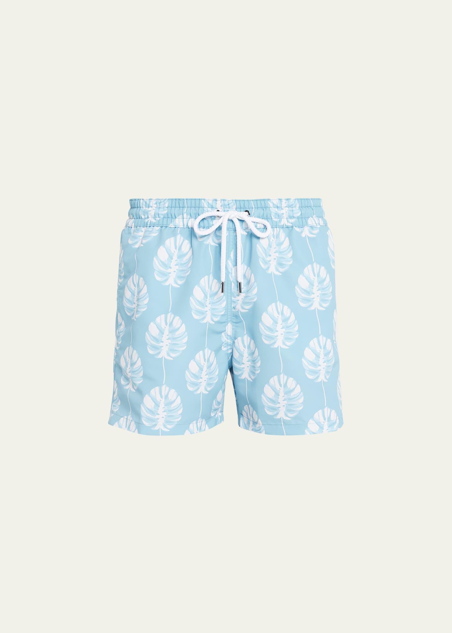 Mens Botanical Leaf-Print Swim Trunks Product Image