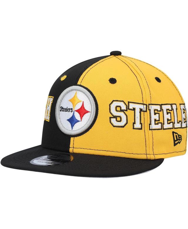 Mens New Era Black Pittsburgh Steelers Team Split 9FIFTY Snapback Hat - Black Product Image