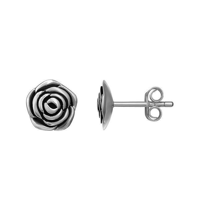 PRIMROSE Sterling Silver Rose Stud Earrings, Womens Product Image