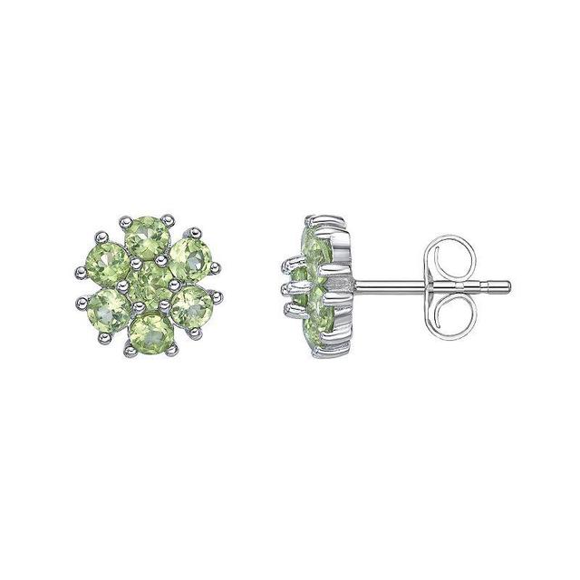 Gemminded Sterling Silver Peridot Flower Stud Earrings, Womens Product Image