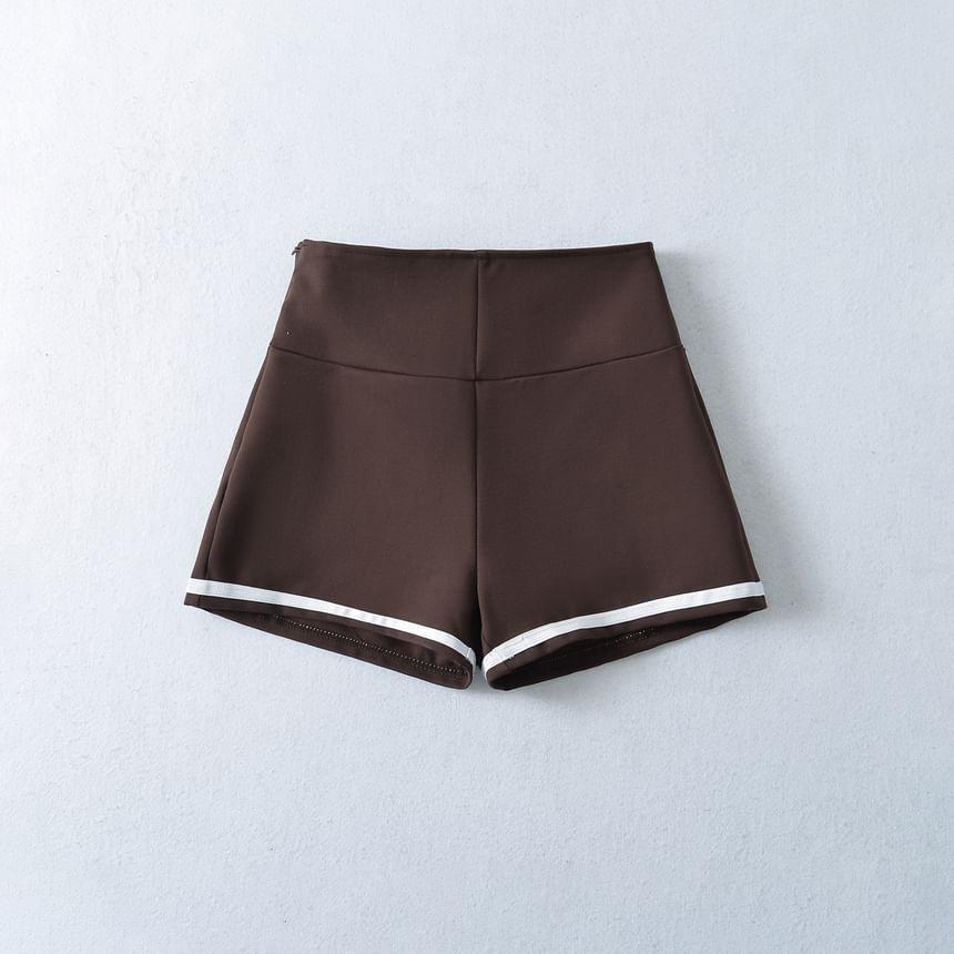 High Waist Two Tone Shorts Product Image