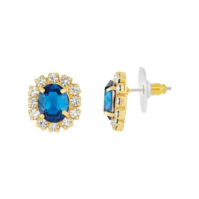 Emberly Glass Stone Frame Stud Earrings, Womens, Blue Product Image