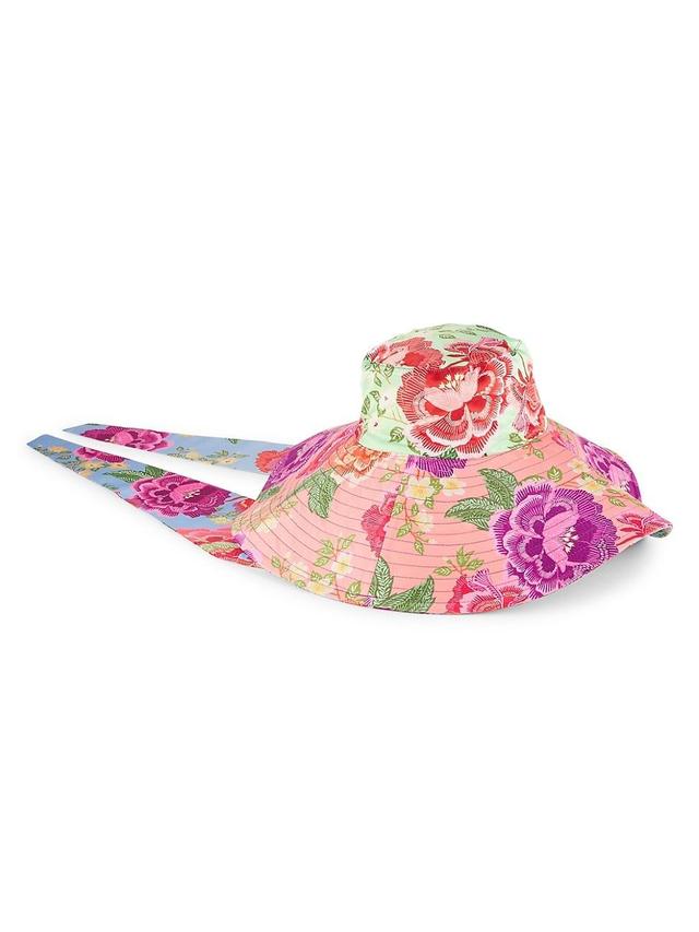 Womens Flowers Tie-Strap Sun Hat Product Image