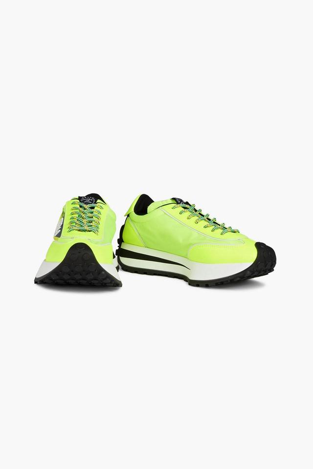 Neon Logo-print Shell Sneakers In Bright Yellow Product Image