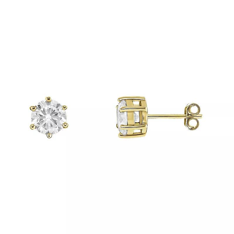 PRIMROSE 18k Gold Plated Cubic Zirconia Stud Earrings, Womens, Gold Tone White Product Image